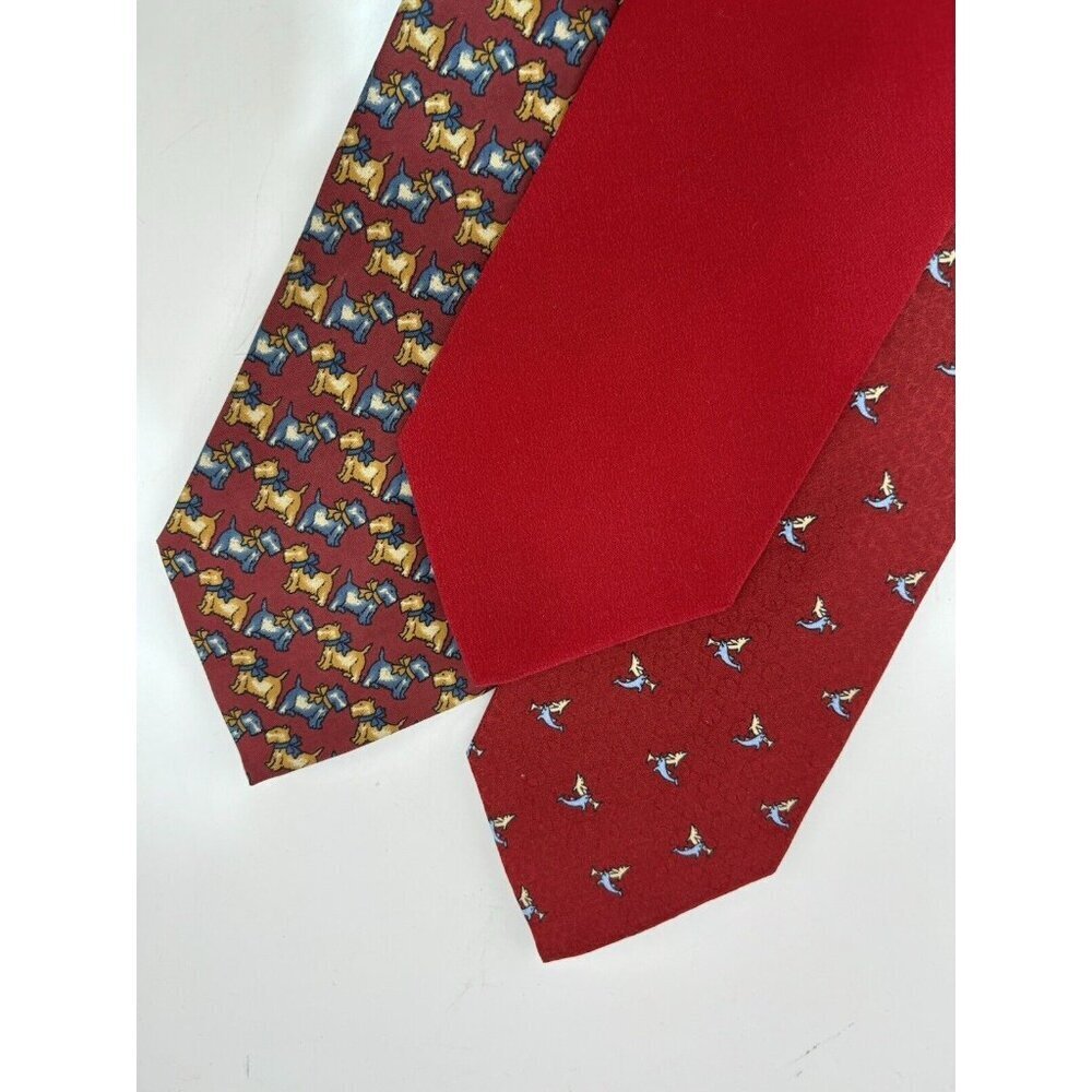 VTG ASSORTED LOT OF 3 Harrison Ford Silk Ties Made in Italy Dolphins, Scotty Dog